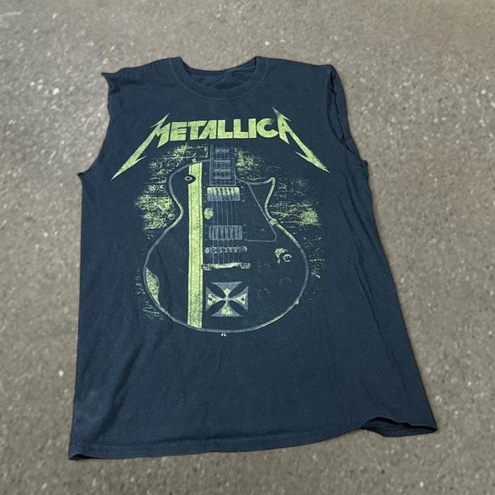 Metallica Black Cut Off Shirt Sleeveless Graphic Tee Mens Small Y2K Guitar